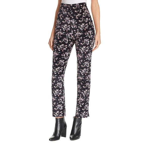 Rebecca Taylor Tilda Velvet Floral High Waisted Pants Size 0 NWOT - Picture 8 of 11